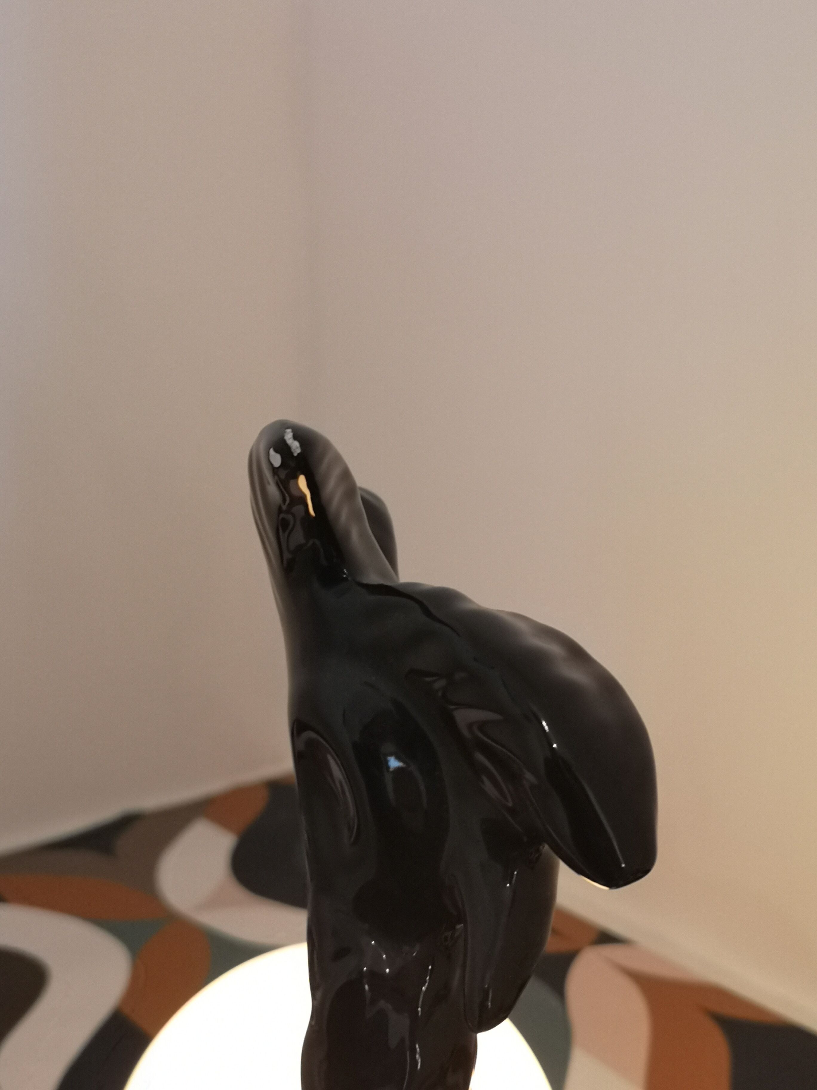 Lamp black palm in ceramic and opaline year 70