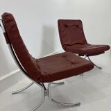 Set of Vintage Lounge Chairs in Chrome and Vinyl, 1970s