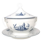 Assiette à soupe néoclassique en porcelaine blanche et bleue de Richard Ginori, Italie