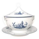 Assiette à soupe néoclassique en porcelaine blanche et bleue de Richard Ginori, Italie