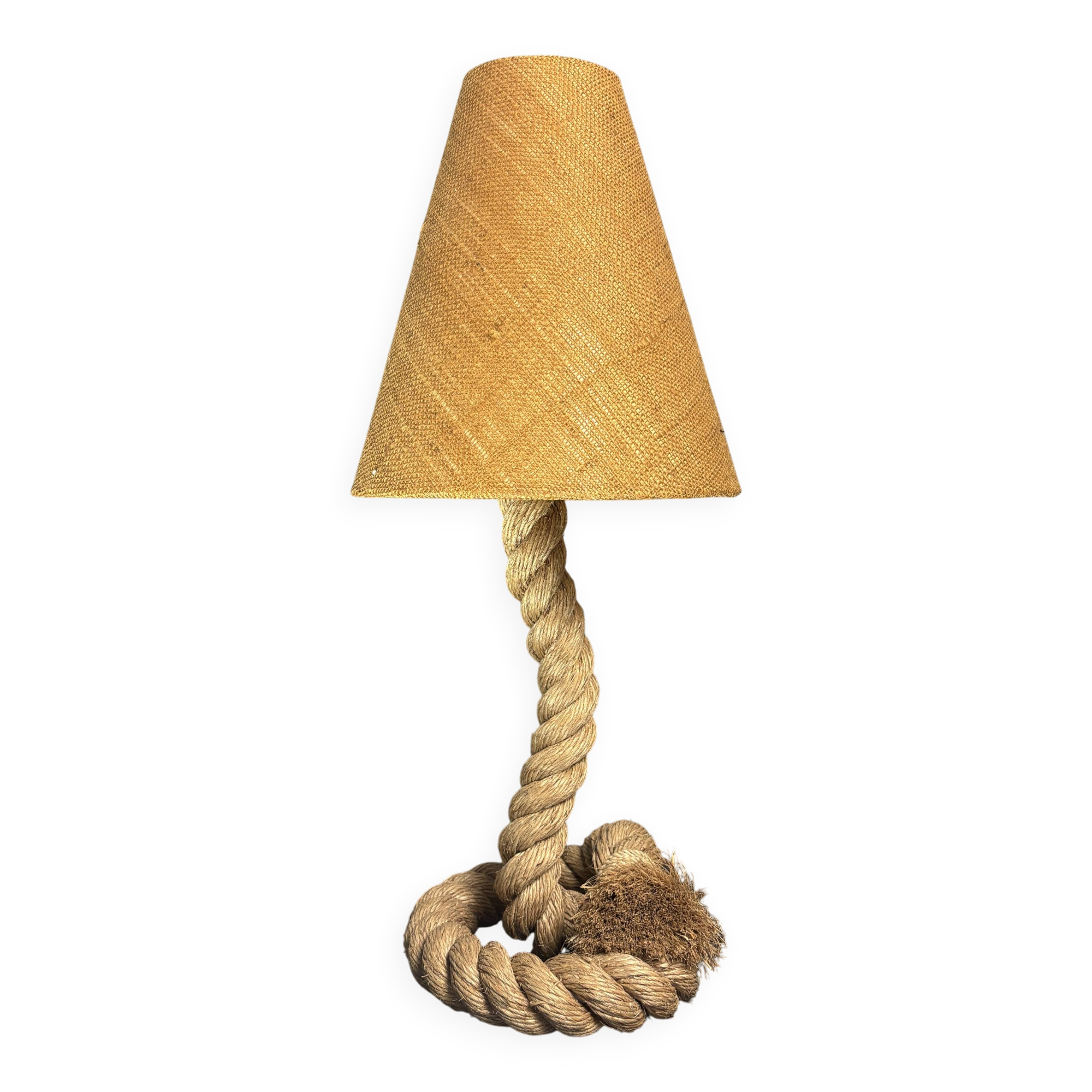 Mid-Century Brutalist Rope Table Lamp in the style of Audoux & Minet