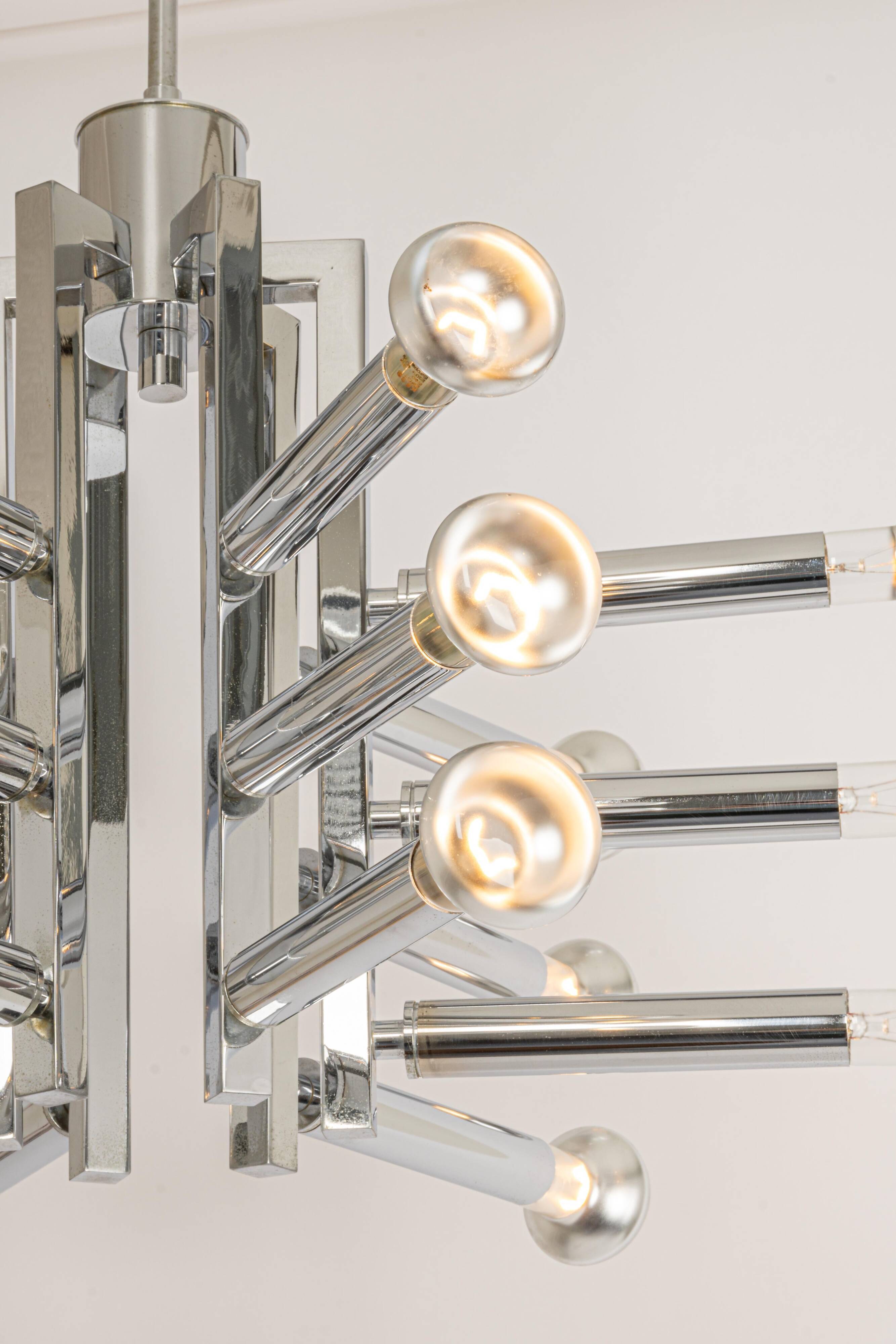 Large chrome Sputnik Atomium chandelier from the space age by Cosack, Germany, 1970s.