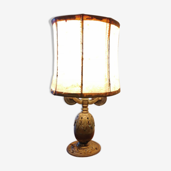 1950-style brass pineapple bedside lamp