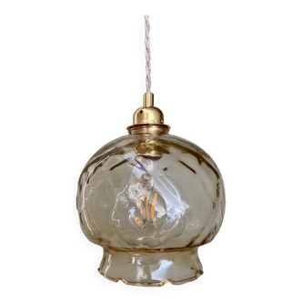 Vintage amber glass globe pendant light
