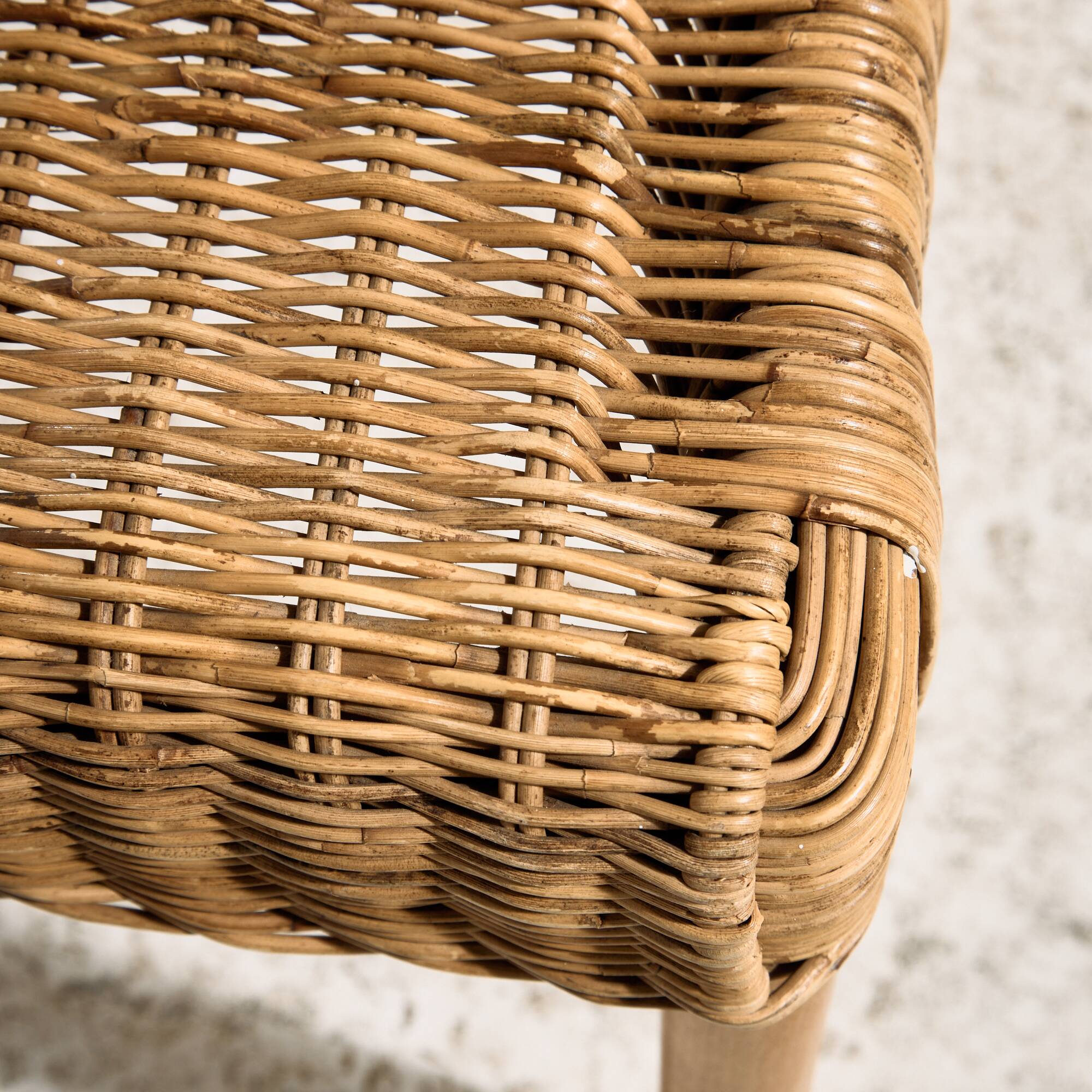 Oak and rattan chair, set of 4
