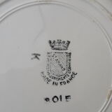 4 hollow plates in earthenware from Saint Amand model 3015 blue pink pattern diam 19.2 cm