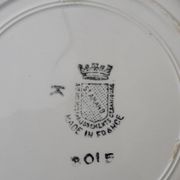 4 hollow plates in earthenware from Saint Amand model 3015 blue pink pattern diam 19.2 cm
