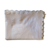 Embroidered white cotton tablecloth