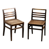 Paire de chaises 103 en hêtre teinté par René Gabriel, circa 1943