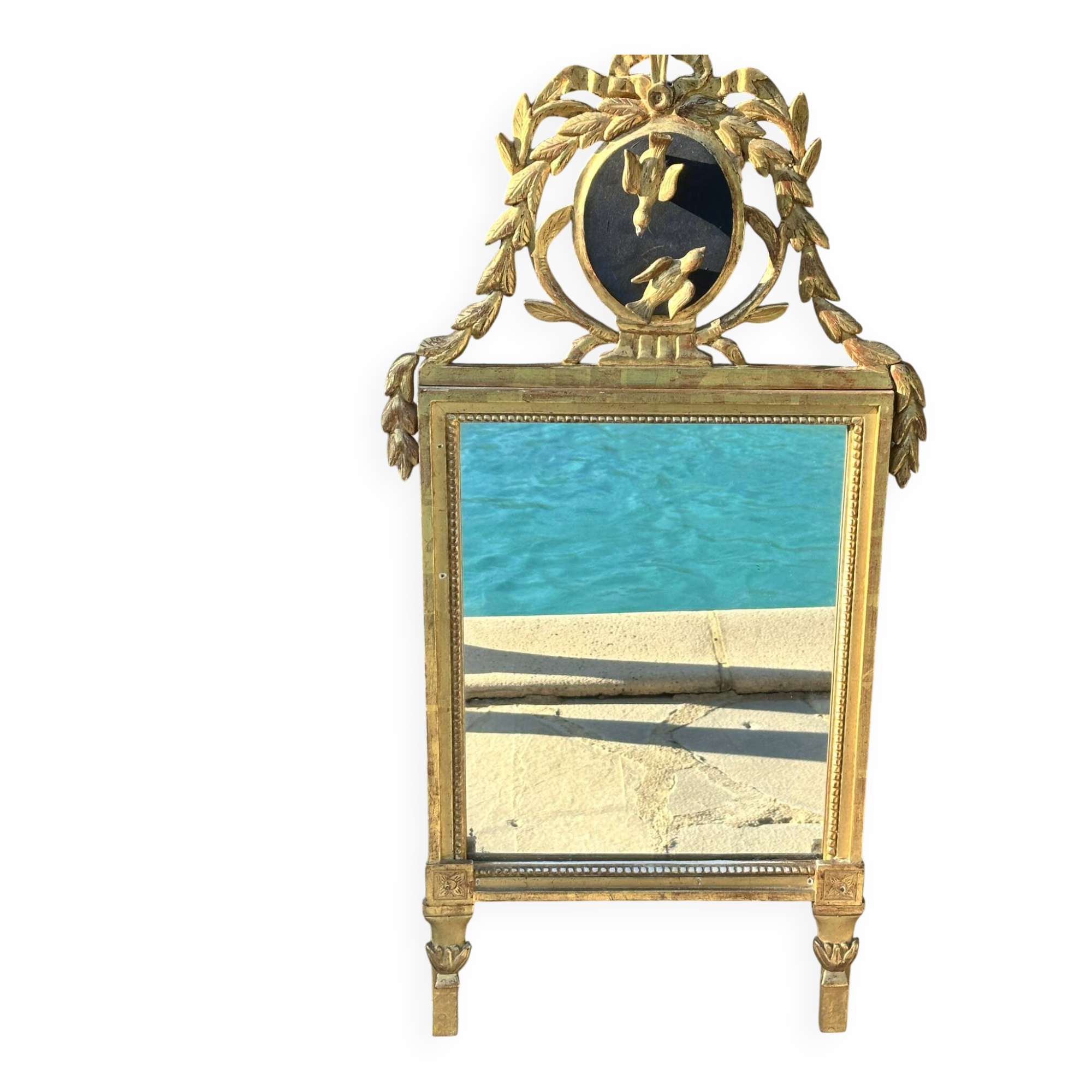 Trumeau mirror "To the Birds" in Louis XVI style, 19th century.