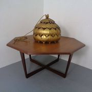 Large French Brass Lotus Ceiling Lamp, 1940s