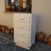 Art Deco chest of drawers in white painted wood with 4 drawers