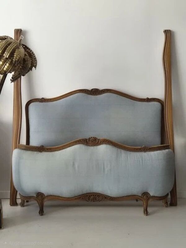 Lit demi-corbeille double ancien style Louis XV, France