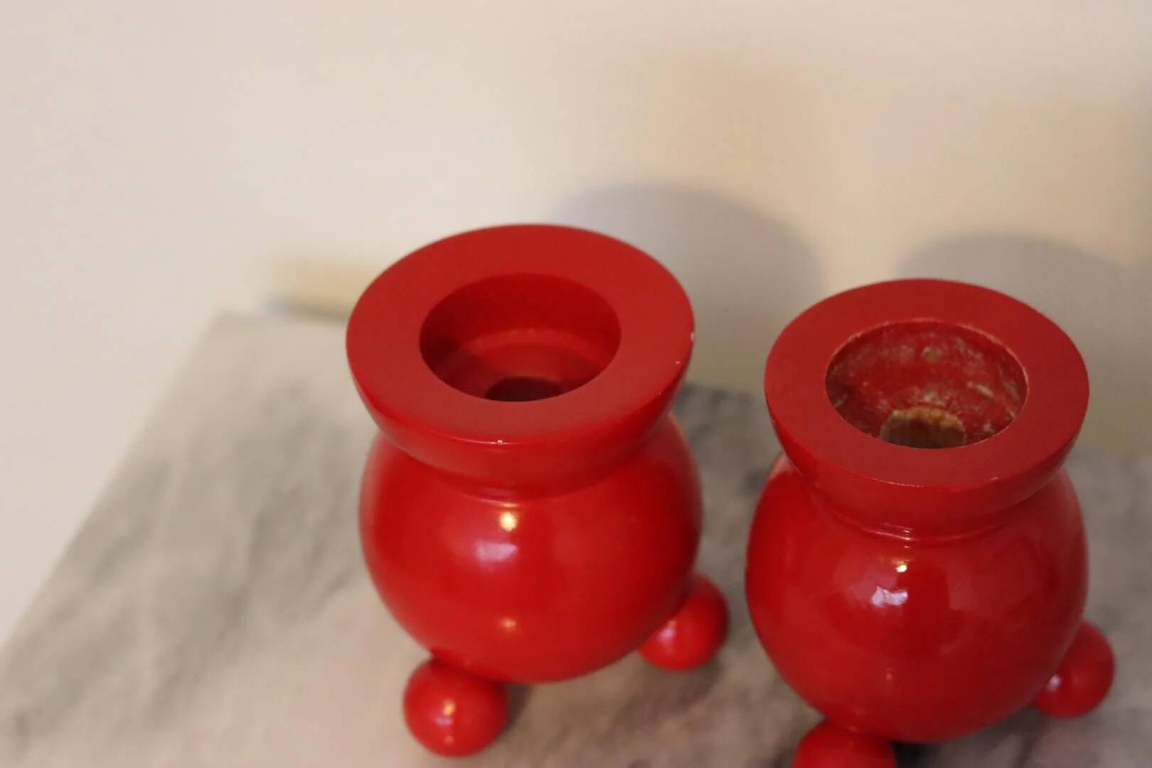 Pair of Swedish Dala Ball Candle holders