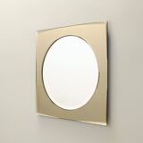 Postmodern Square Beige Wall Mirror with a Beveled Glass, Italy