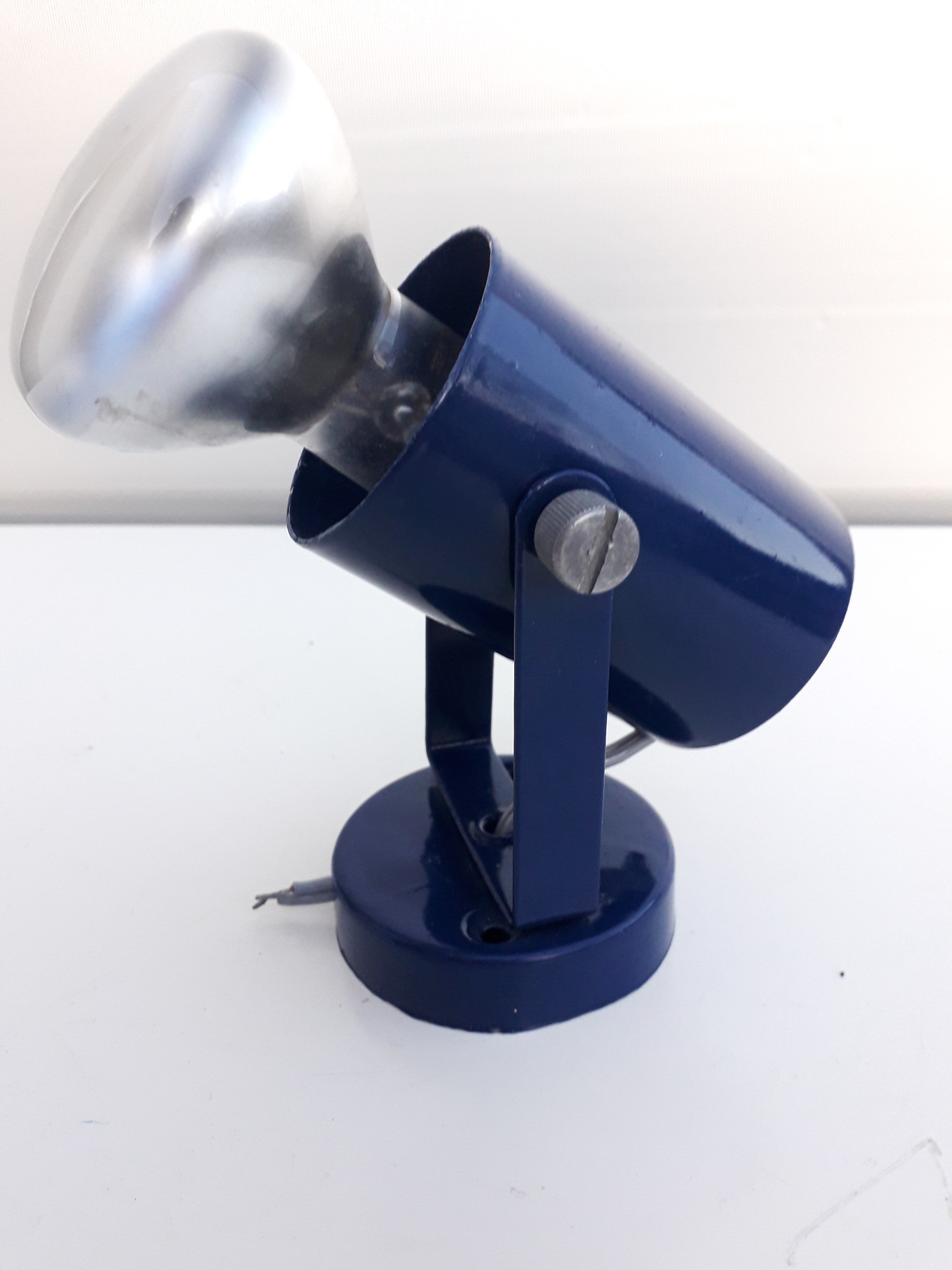 Vintage wall lamp blue lacquered 1970