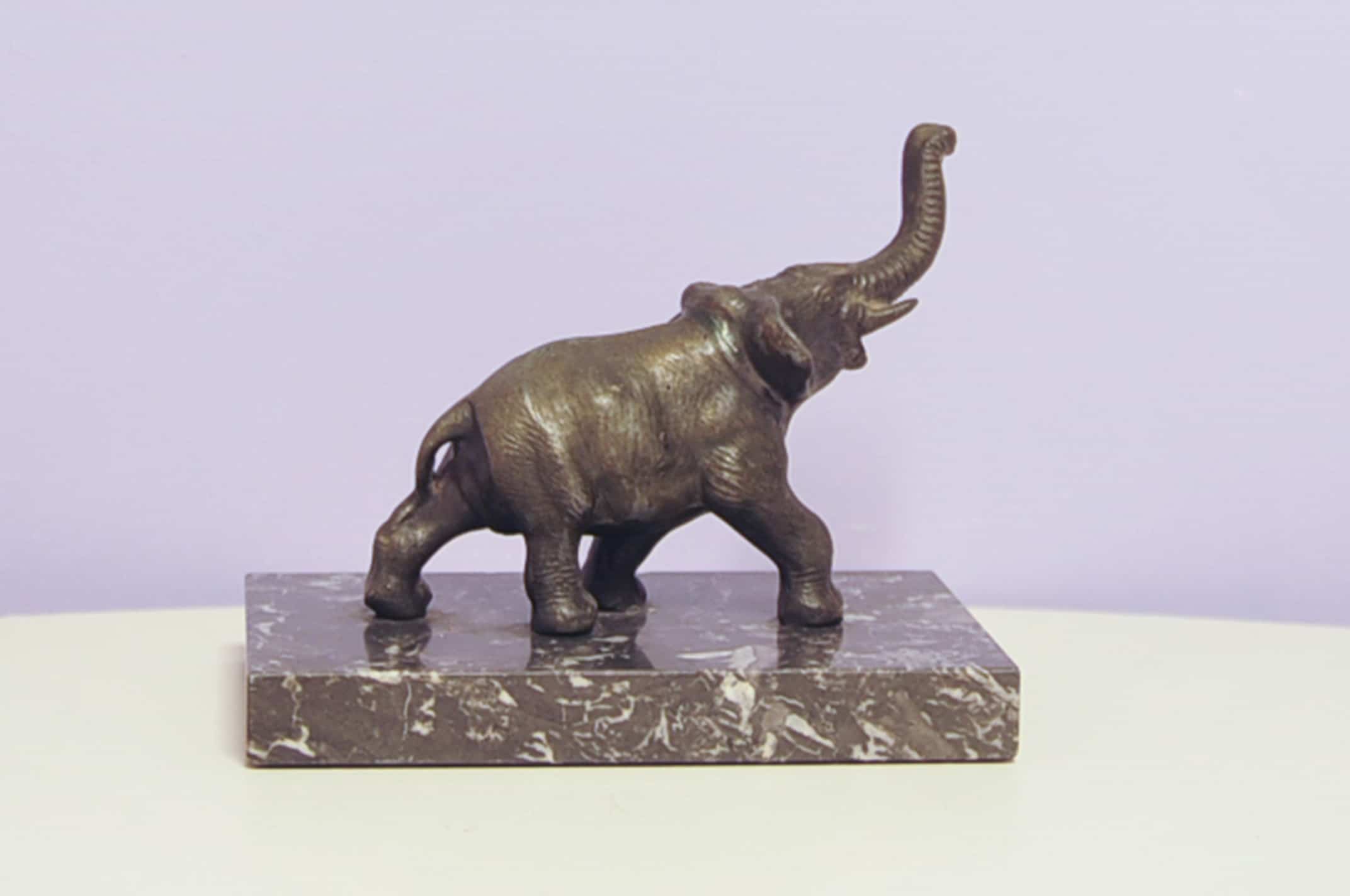 Black Marble Bookend Elephant