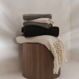 Hand-woven blanket 100% pure black llama wool