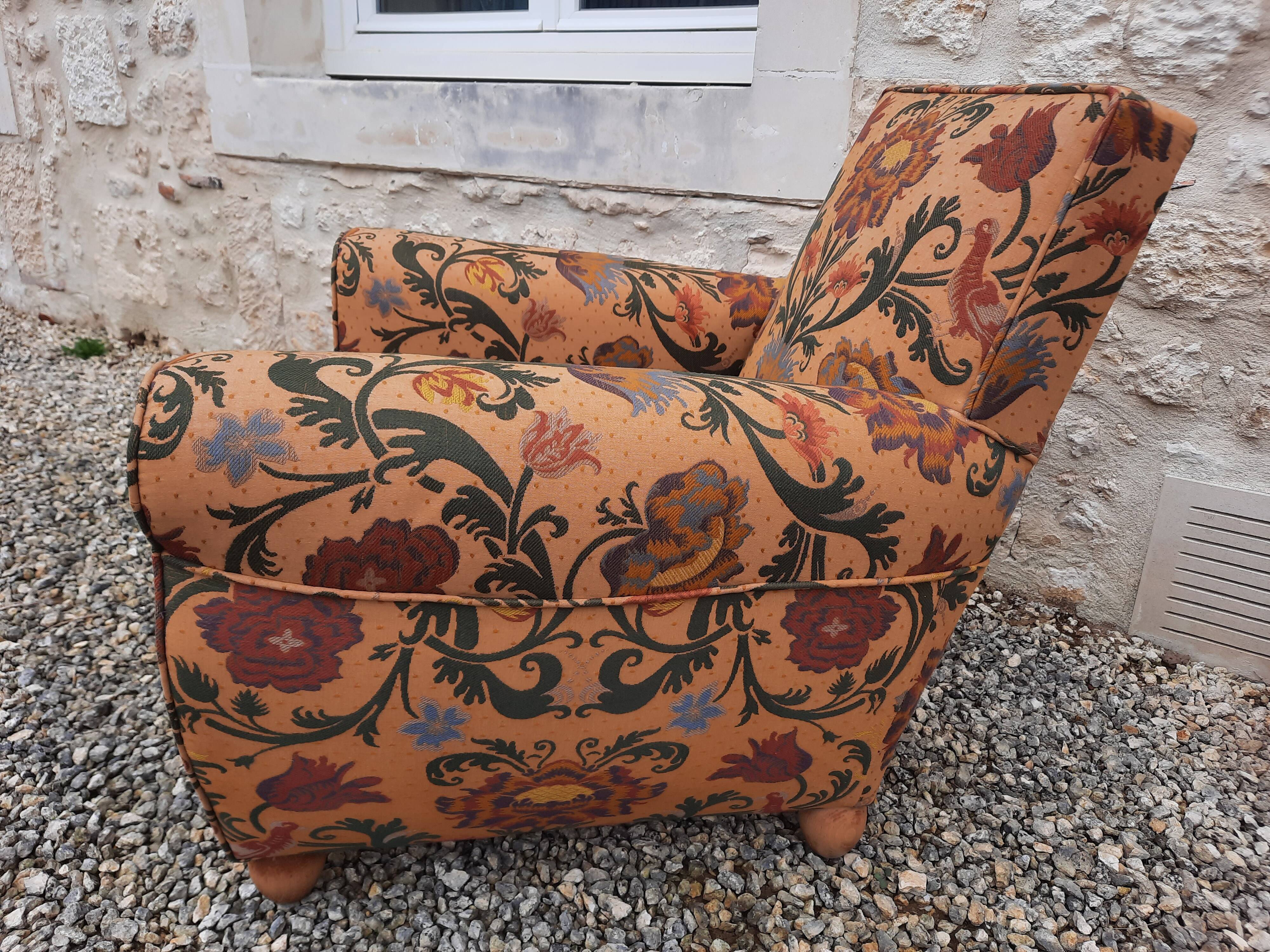 Club armchair fabric floral vintage baroque