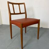 Mid-Century Danish Teak and Leather Dining Chairs by Johannes Andersen for Uldum Møbelfabrik, 1950s, Set of 4