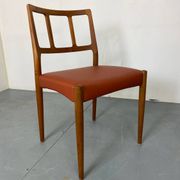 Mid-Century Danish Teak and Leather Dining Chairs by Johannes Andersen for Uldum Møbelfabrik, 1950s, Set of 4