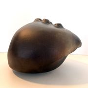 Brown Lacquered Ceramic Tulip Vase / Centerpiece by Giacomo Onestini