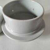 Vintage water butter dish in white porcelain - sleek design