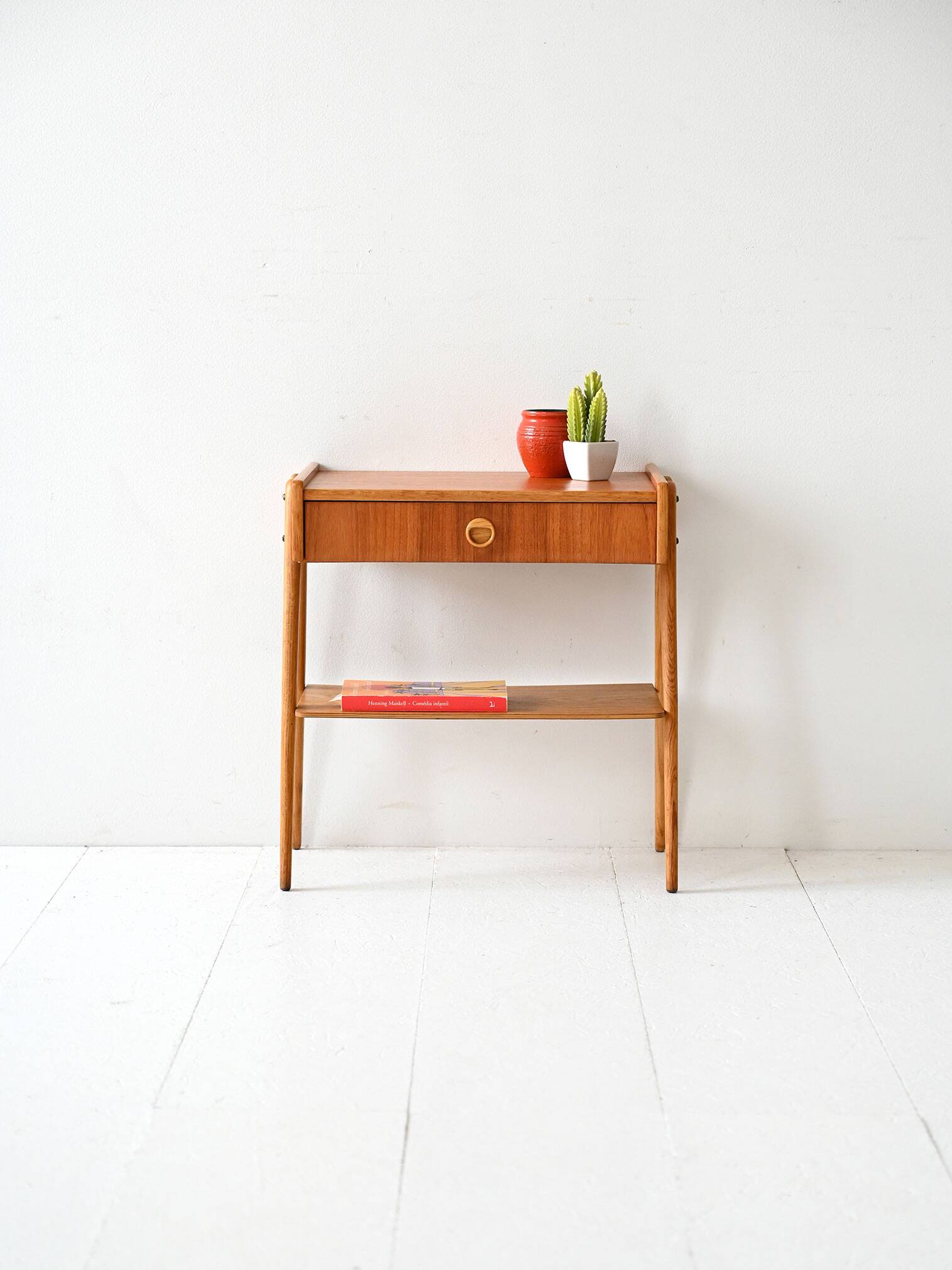 Vintage Scandinavian Nightstand with Angled Legs