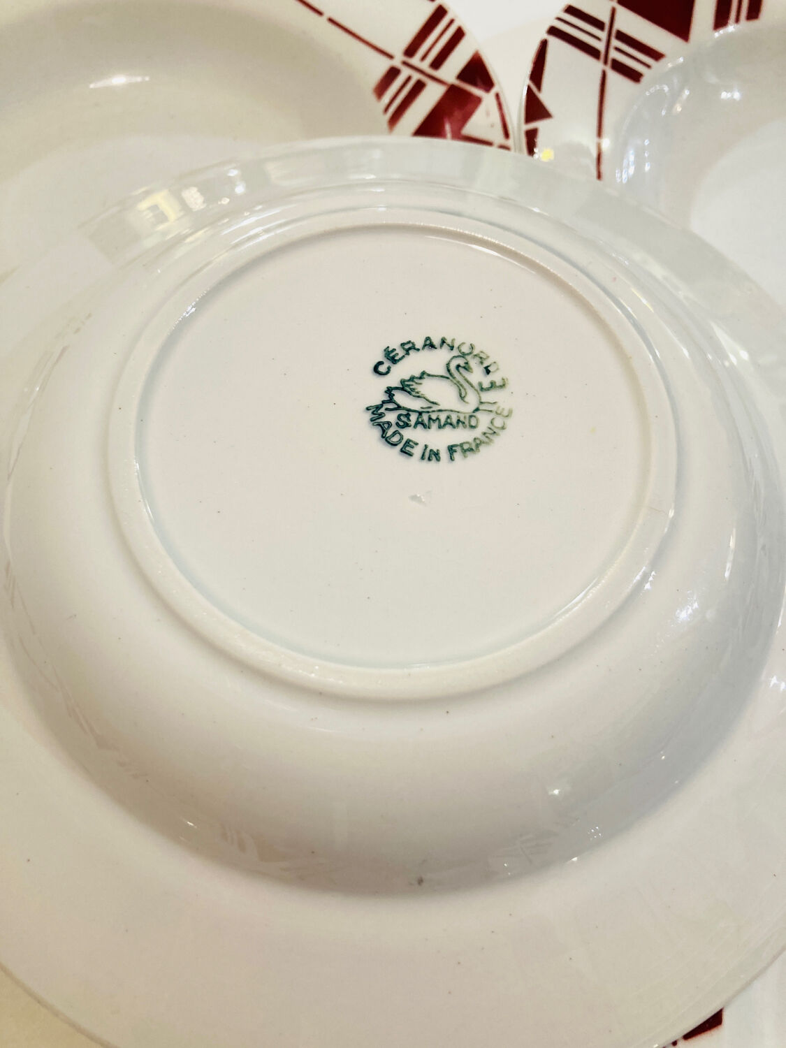 5 hollow earthenware plates burgundy ceranord St Amand