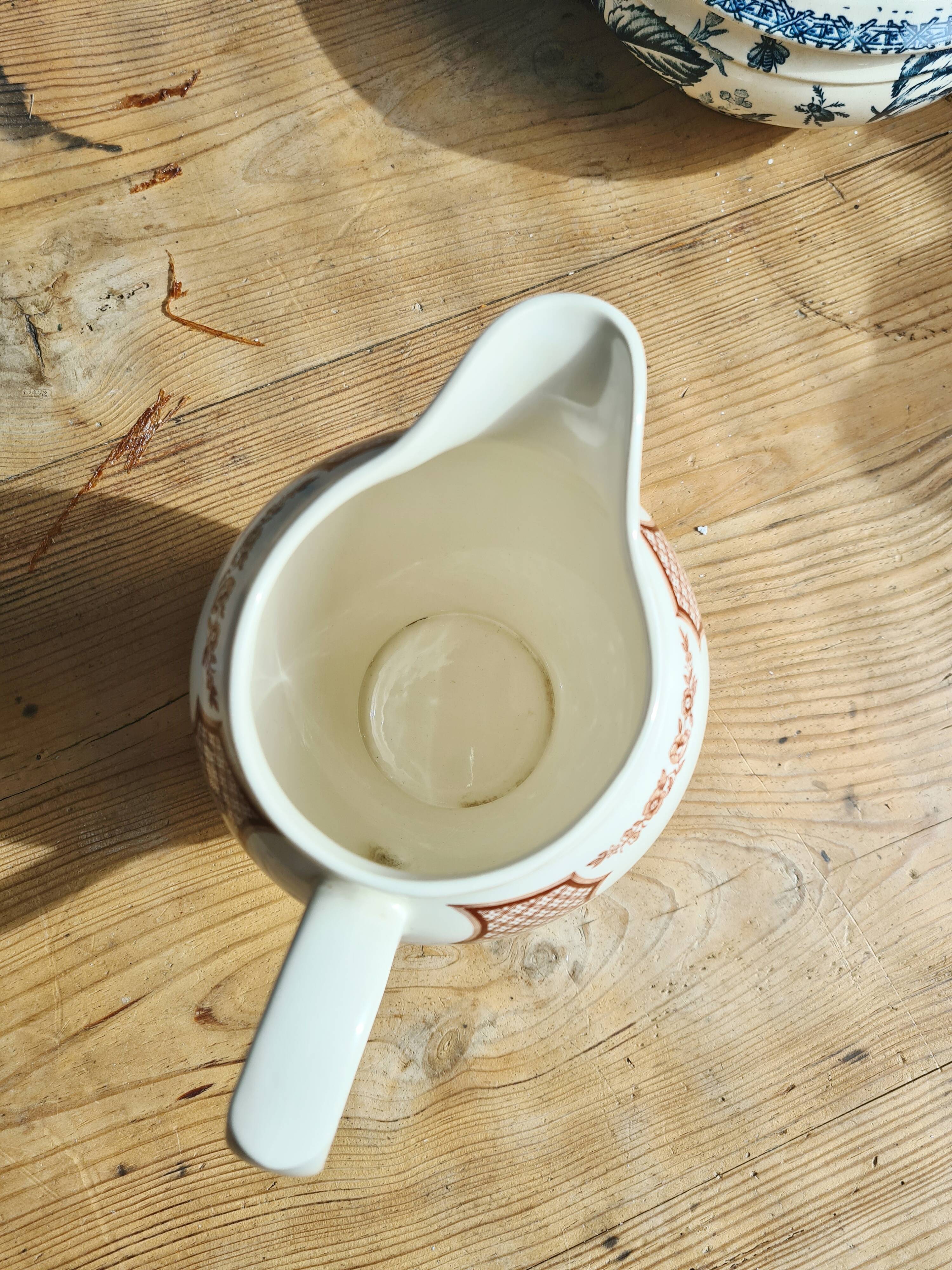 Vintage ceramic pitcher alfred meakin england fair winds new york state seal