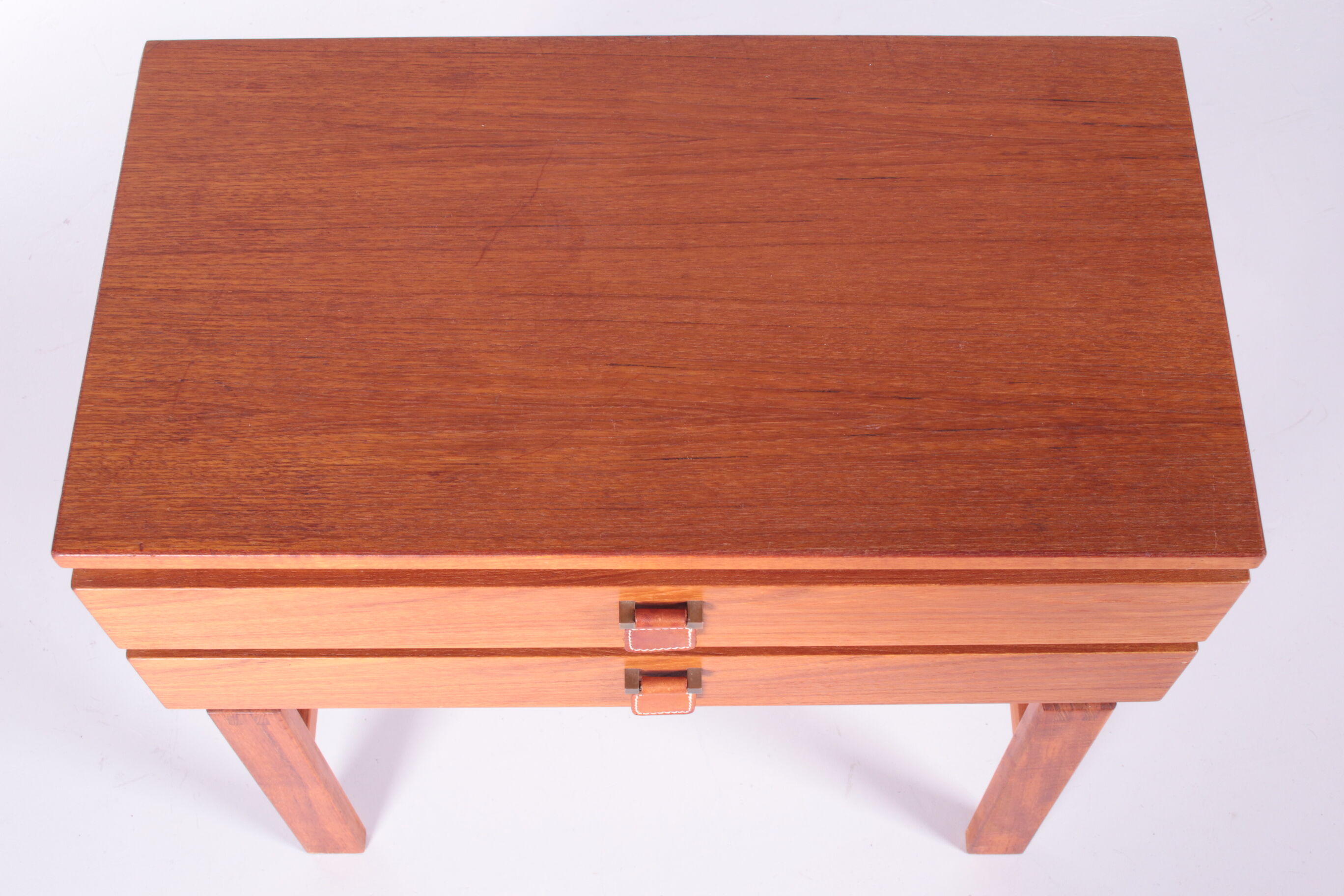 Vintage teak chest of drawers with leather handles by fröseke nybrofabrik, 1970s