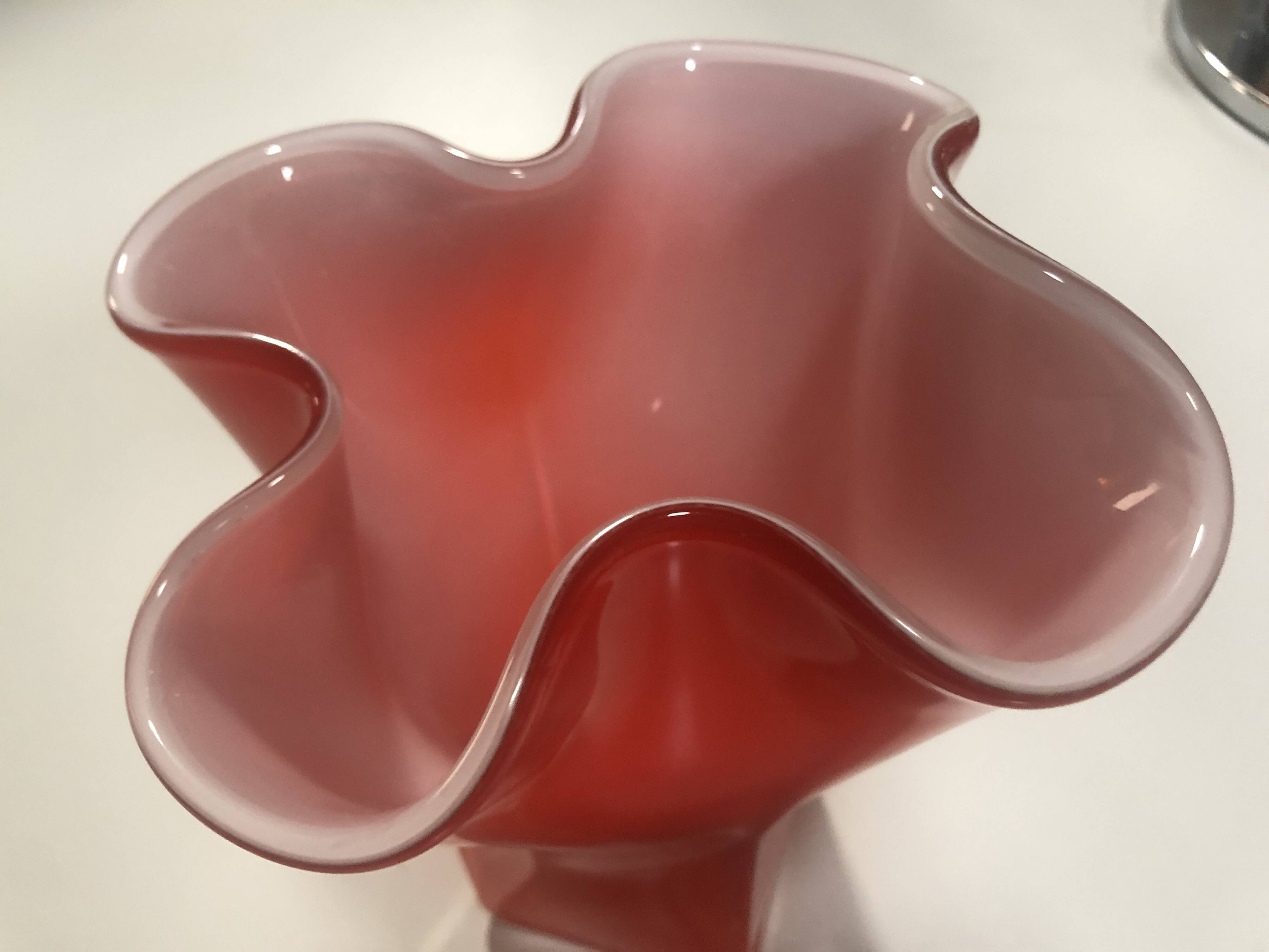 Vintage Handkerchief Vase • Incamiciato • Murano Glass • 1960