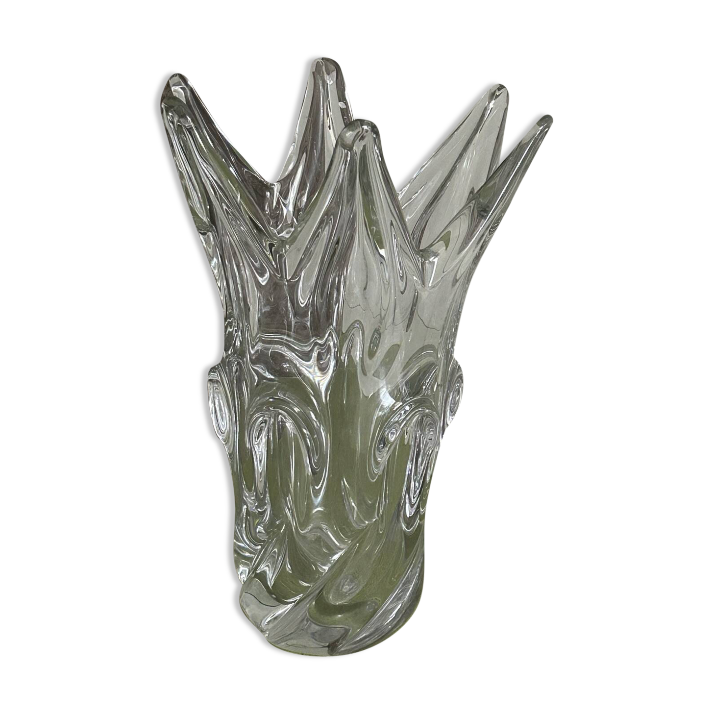 Old large giraffe vase with spikes, crystal, VANNES, Art Deco design, 35 cm.