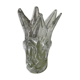 Old large giraffe vase with spikes, crystal, VANNES, Art Deco design, 35 cm.