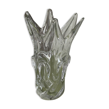 Old large giraffe vase with spikes, crystal, VANNES, Art Deco design, 35 cm.