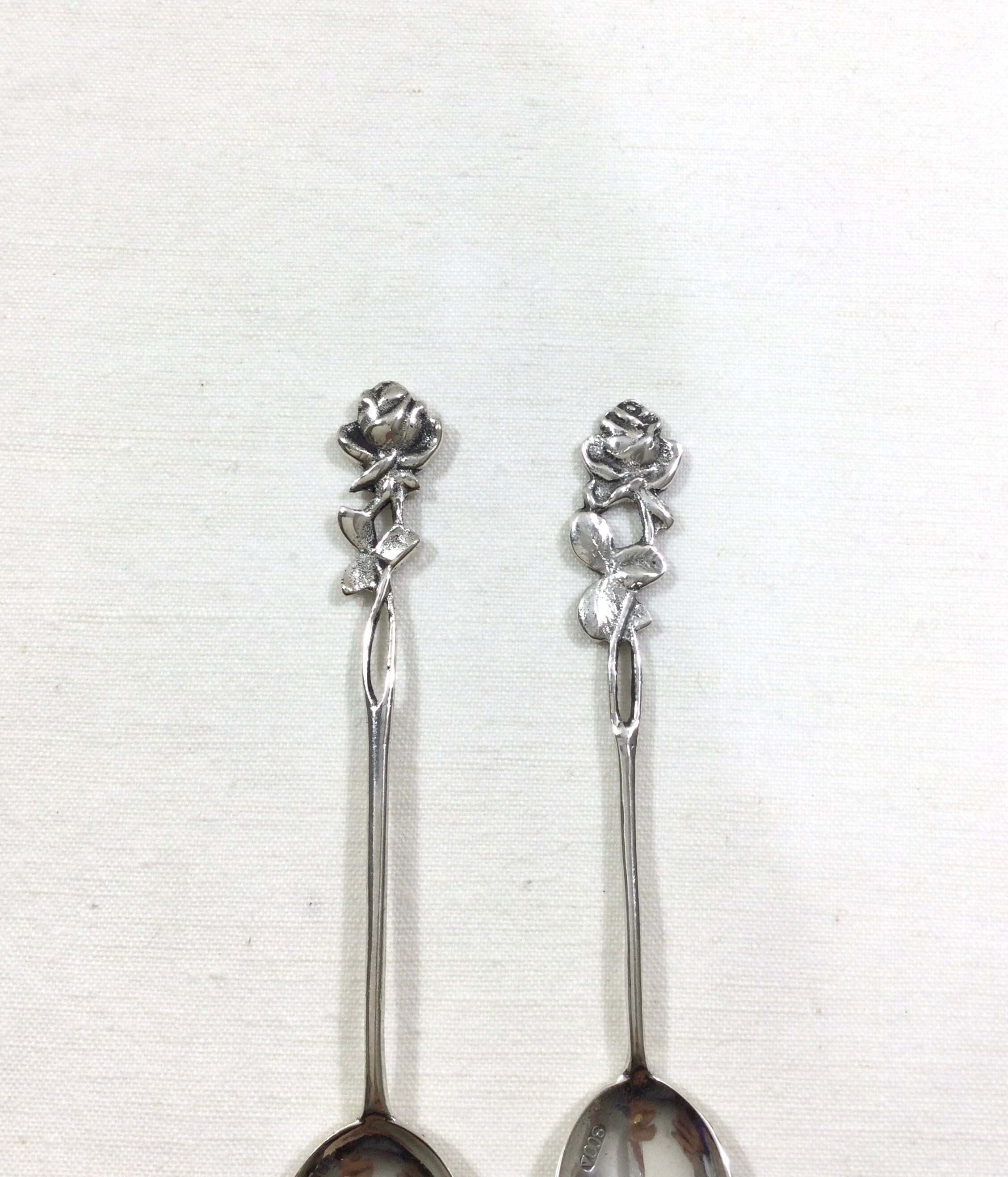 Set of 8 art nouveau silver spoons