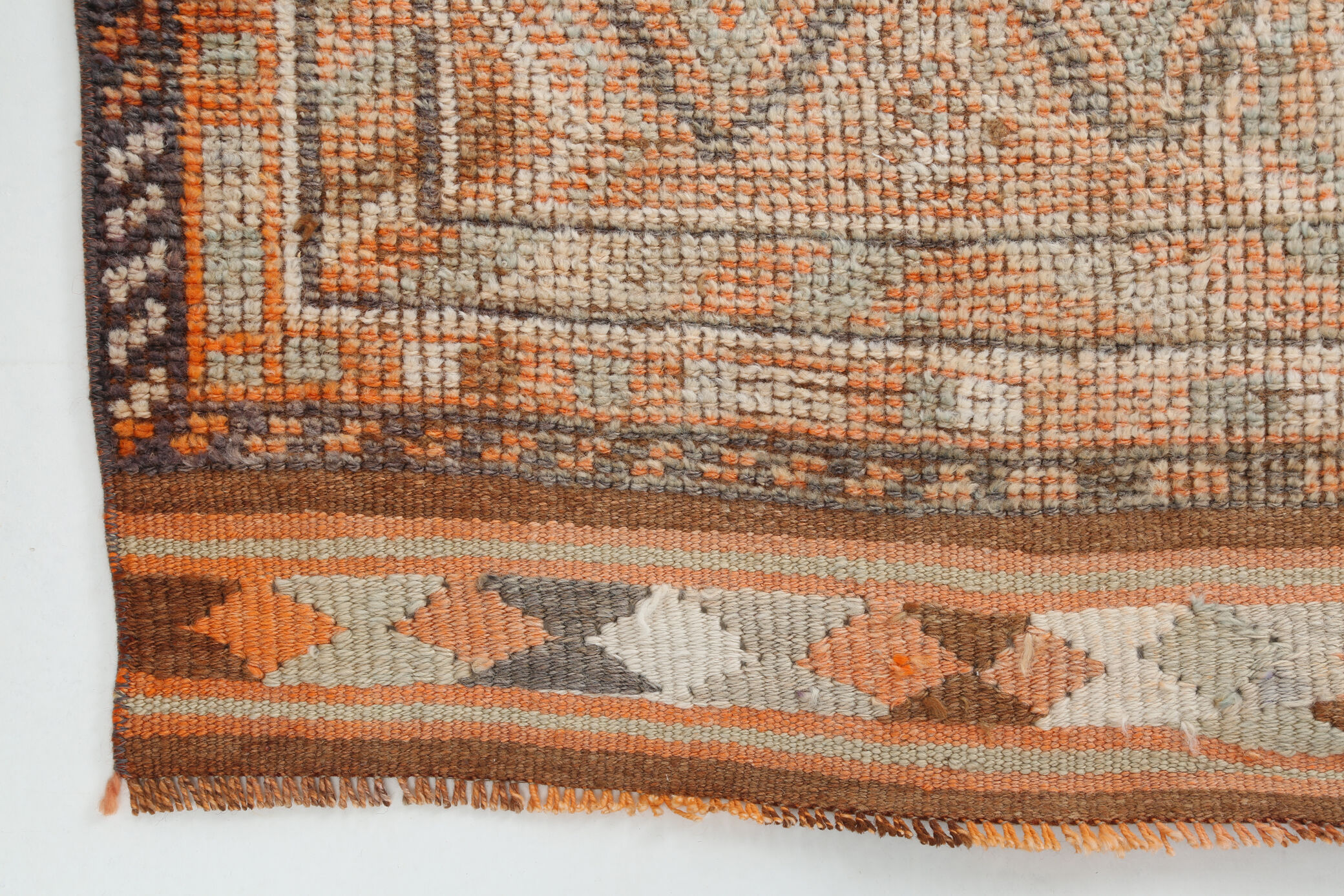 Pale orange herki runner rug 74x392cm