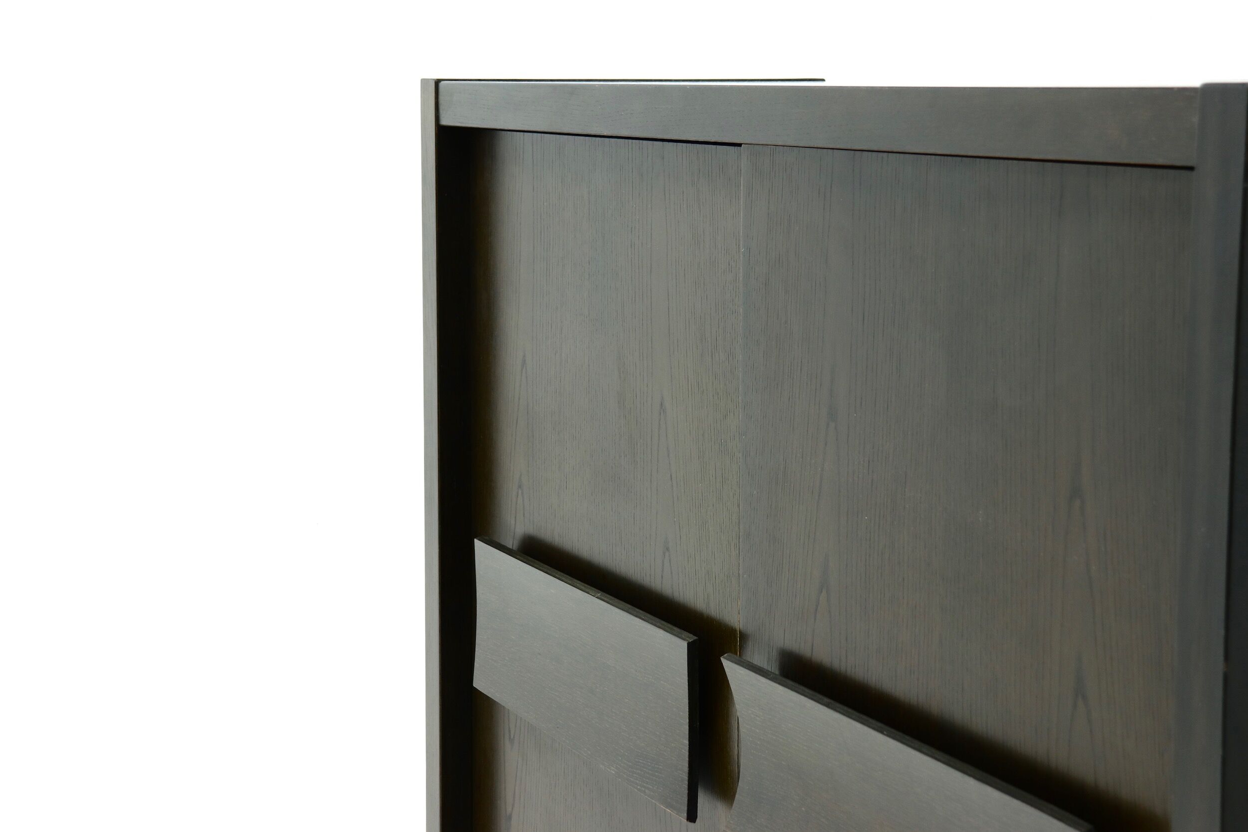 Brutalist Belgian Bar Cabinet in Dark Brown Stained Oak, 1970s