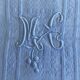 Set of 8 damask napkins dyed in dreamy blue monogrammed MC - cotton - 72x60cm