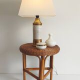 Bitossi Ceramic Table Lamp by Aldo Londi, Gold/Cream, Italy, 1970s