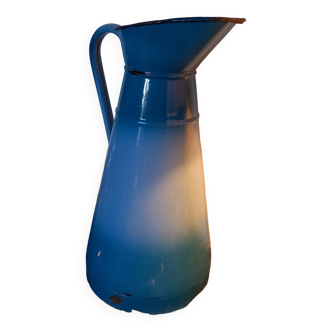 Old water pitcher large size blue enamelled