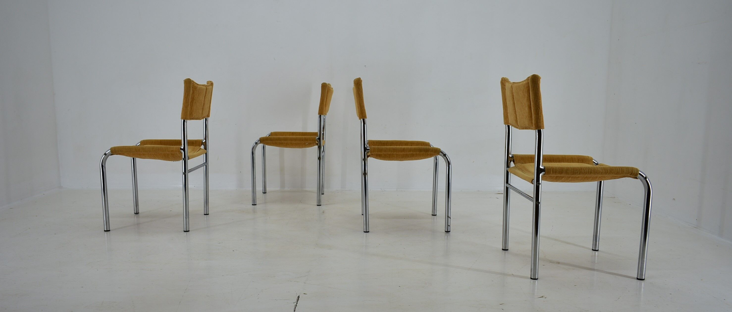 Set of four design chrome dining chairs by Viliam Chlebo, Czechoslovakia, 1980s
