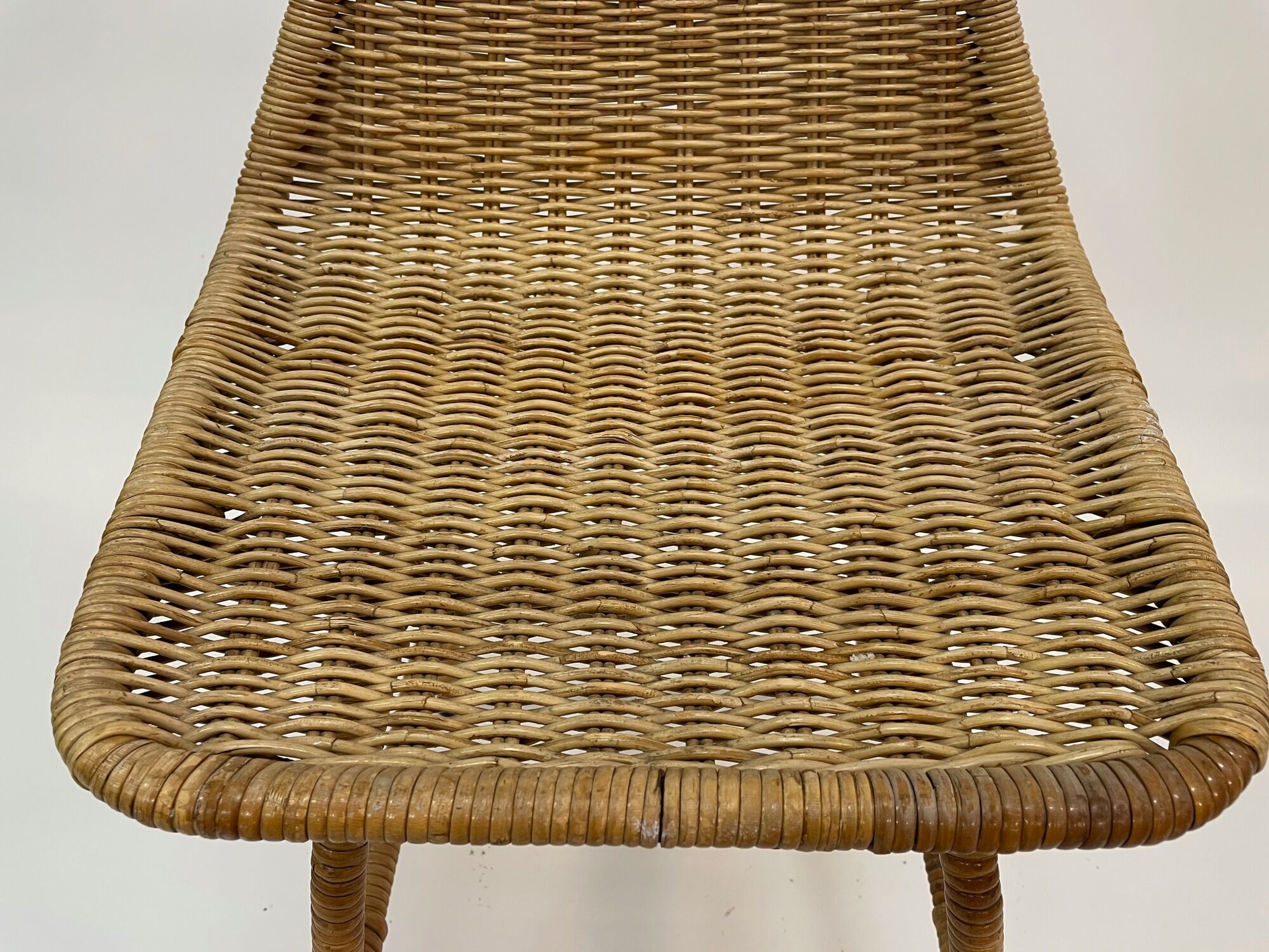 Suite of six vintage bar stools in rattan design Rohe 1960