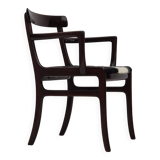 1960s, Danish design by Ole Wanscher, armchair, mahogany wood, cowhide, reupholstered.