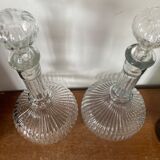 Duo of glass decanters