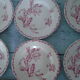 7 gien pink cactus model 6 plates - 1 hollow old