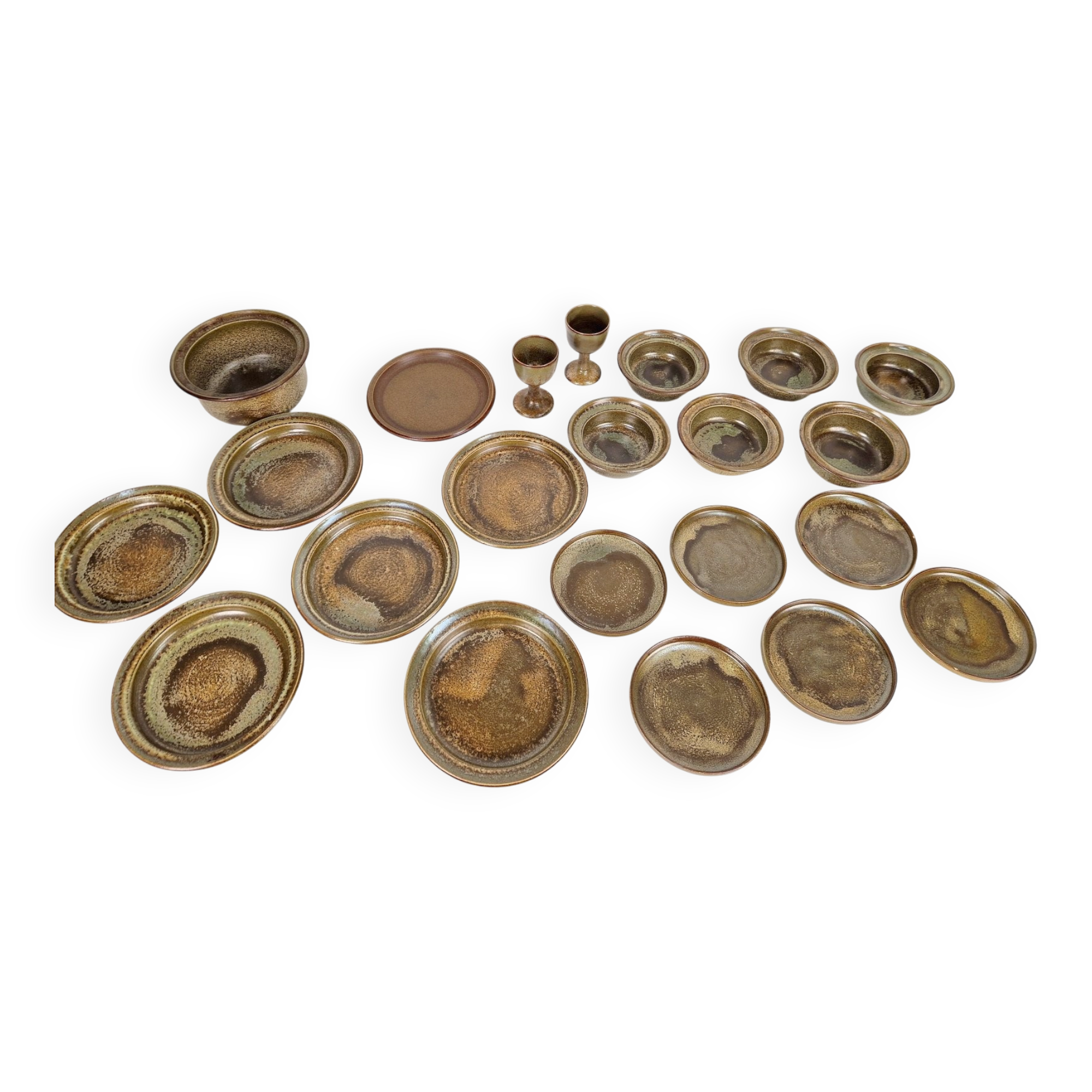 Vintage Arts and Craft Pottery Tableware Set by Gert De Rijk, 1976, Set of 22
