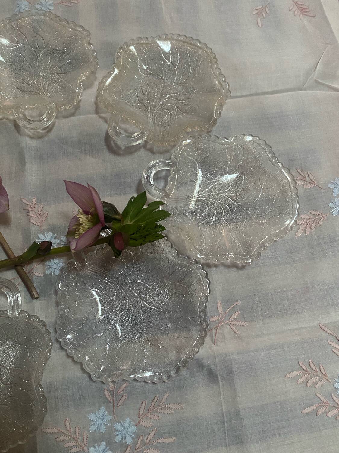 Set of old pressed moulded glass bowls