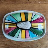 Vintage Ceramic Bonbonnière with Colourful Stripes - Jewellery Box