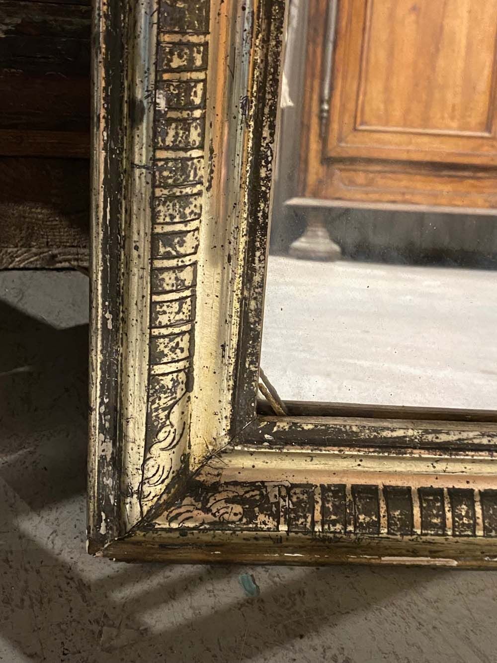 Patinated wooden mirror, 90x68 cm